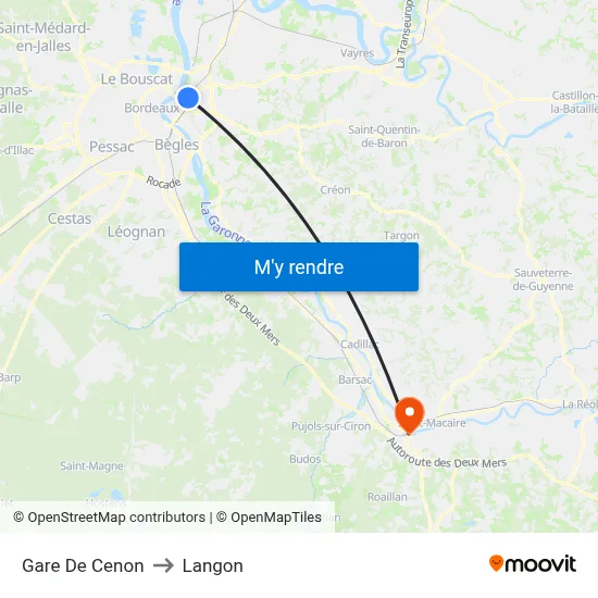 Gare De Cenon to Langon map