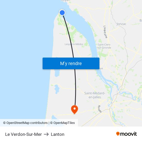 Le Verdon-Sur-Mer to Lanton map
