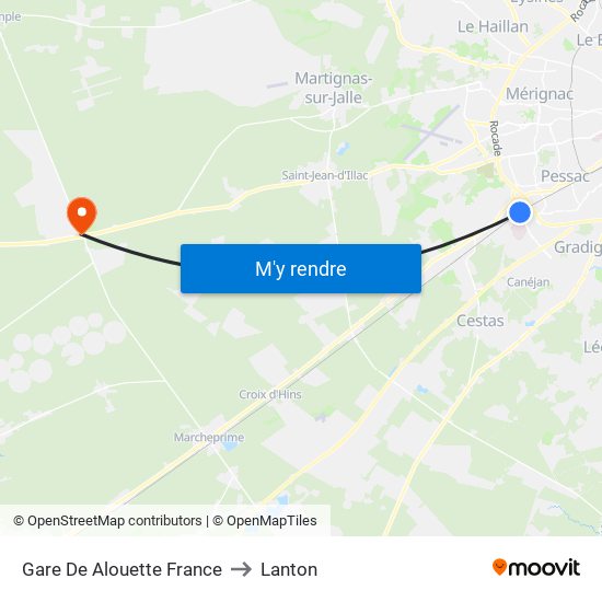 Gare De Alouette France to Lanton map