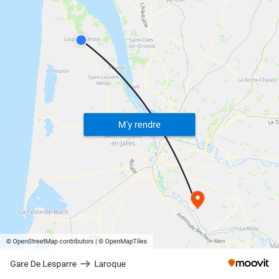 Gare De Lesparre to Laroque map