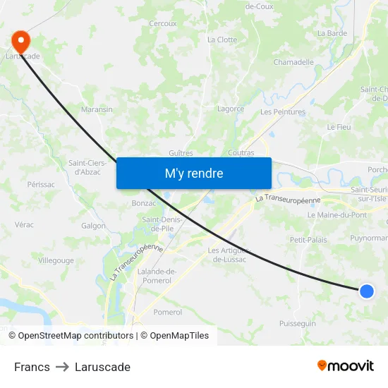 Francs to Laruscade map