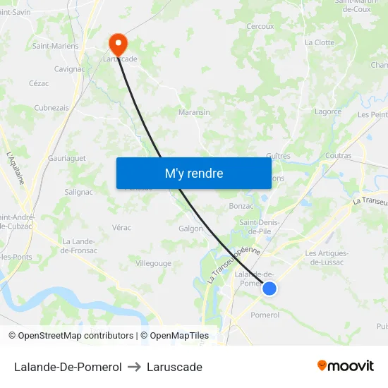 Lalande-De-Pomerol to Laruscade map