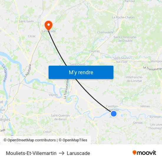 Mouliets-Et-Villemartin to Laruscade map