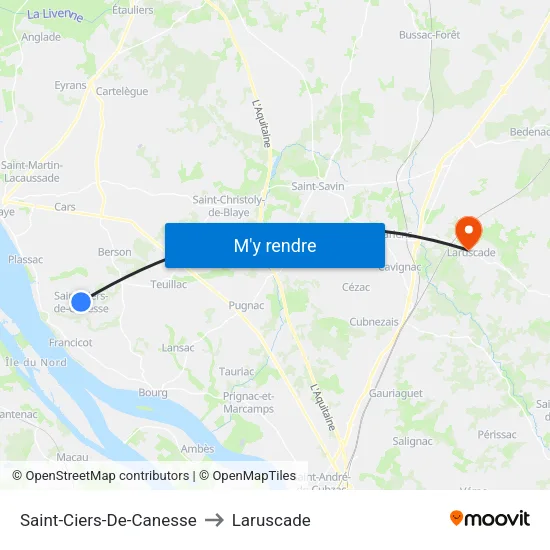Saint-Ciers-De-Canesse to Laruscade map