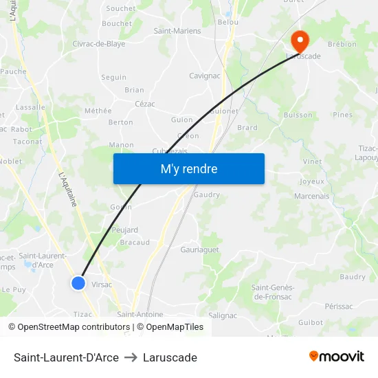 Saint-Laurent-D'Arce to Laruscade map