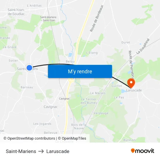 Saint-Mariens to Laruscade map