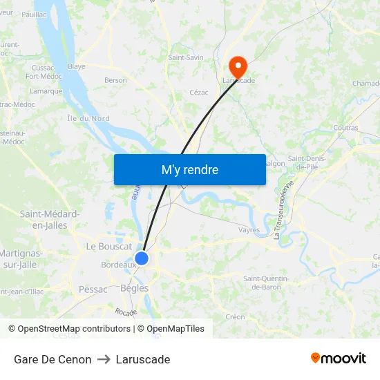 Gare De Cenon to Laruscade map
