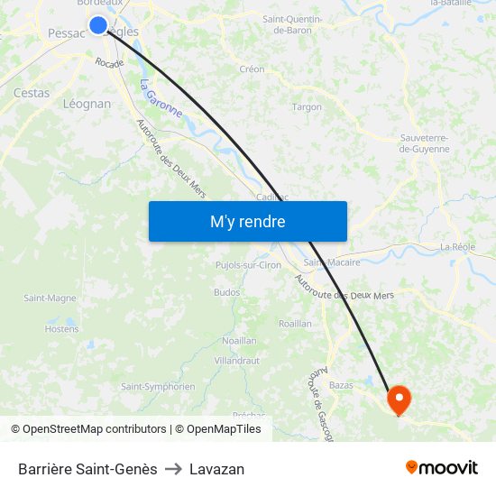 Barrière Saint-Genès to Lavazan map