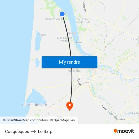 Couquèques to Le Barp map
