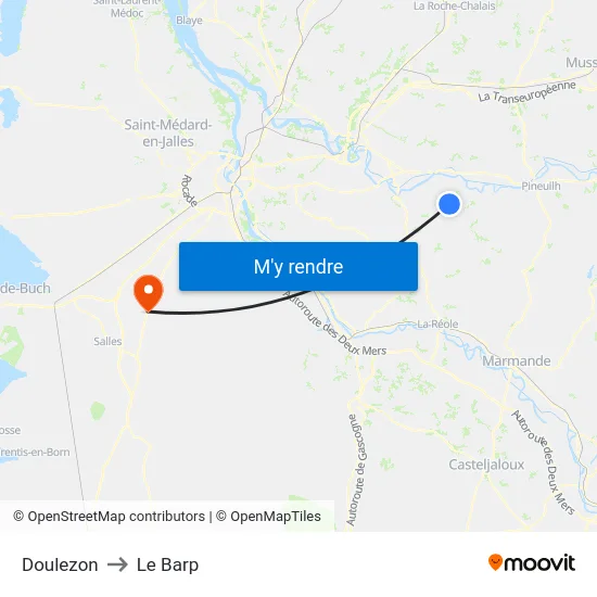 Doulezon to Le Barp map