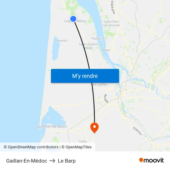 Gaillan-En-Médoc to Le Barp map