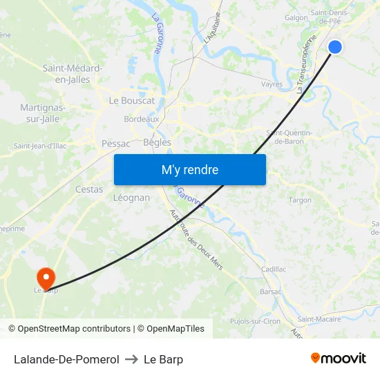Lalande-De-Pomerol to Le Barp map