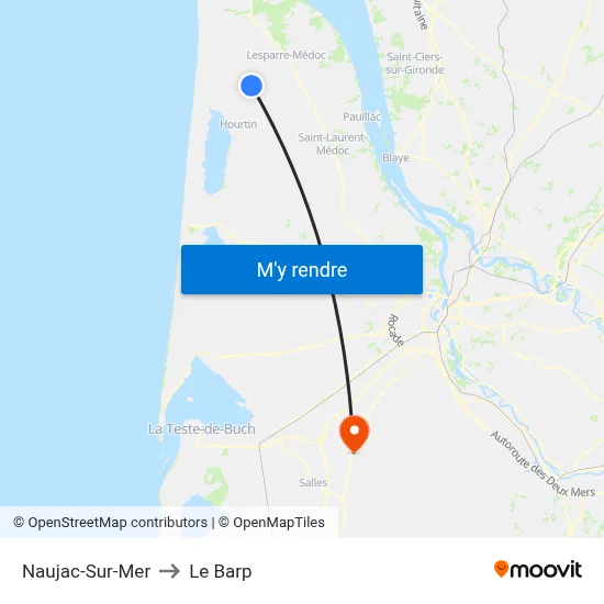 Naujac-Sur-Mer to Le Barp map