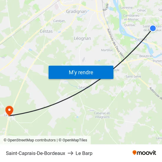 Saint-Caprais-De-Bordeaux to Le Barp map
