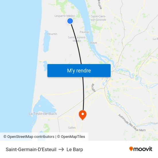 Saint-Germain-D'Esteuil to Le Barp map