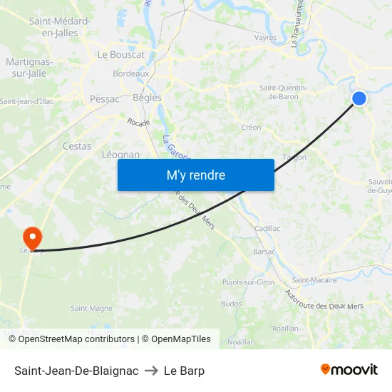 Saint-Jean-De-Blaignac to Le Barp map