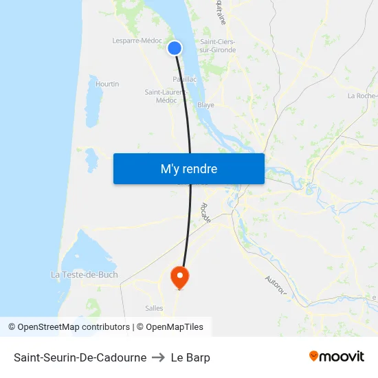 Saint-Seurin-De-Cadourne to Le Barp map