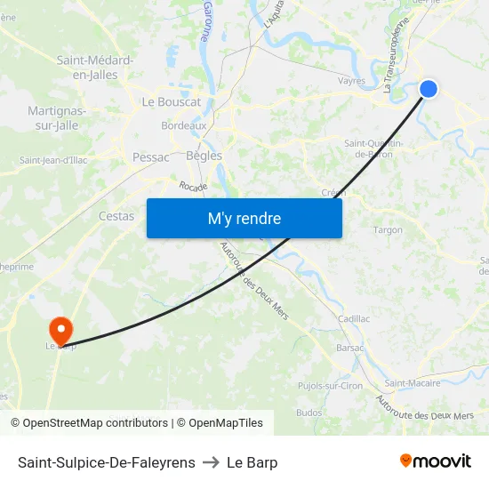 Saint-Sulpice-De-Faleyrens to Le Barp map