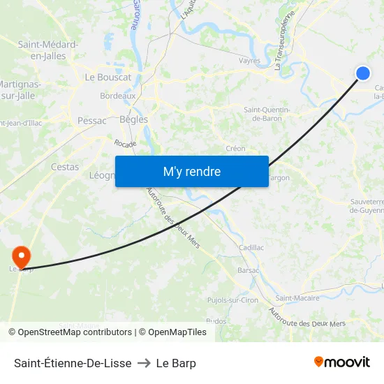 Saint-Étienne-De-Lisse to Le Barp map