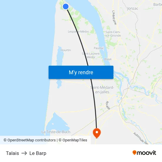 Talais to Le Barp map