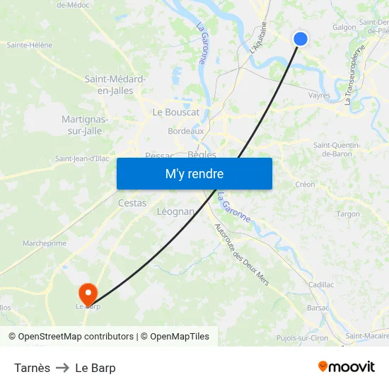 Tarnès to Le Barp map