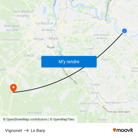 Vignonet to Le Barp map