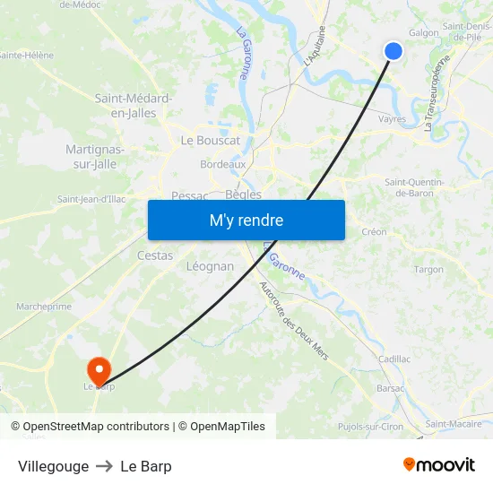 Villegouge to Le Barp map