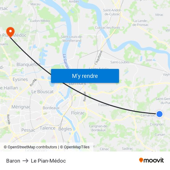 Baron to Le Pian-Médoc map