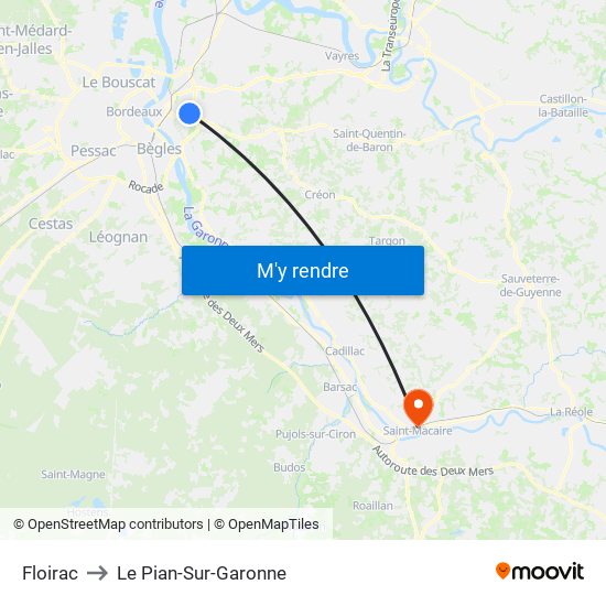 Floirac to Le Pian-Sur-Garonne map