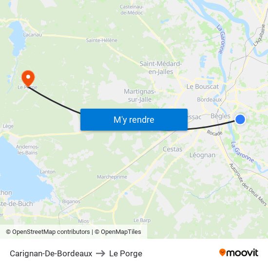 Carignan-De-Bordeaux to Le Porge map