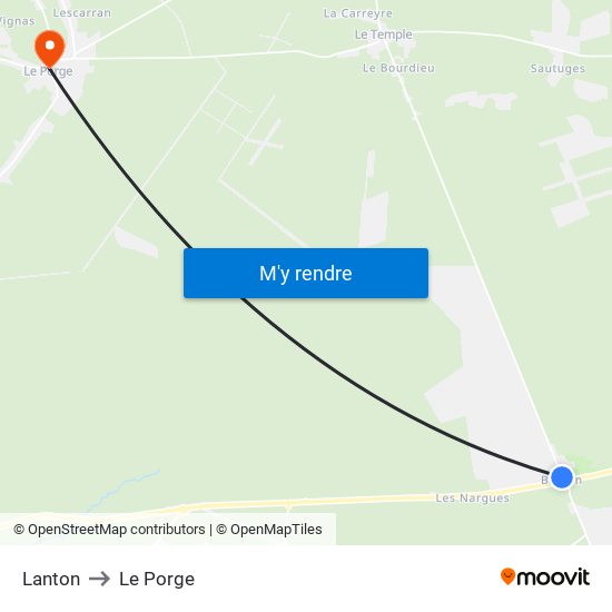 Lanton to Le Porge map