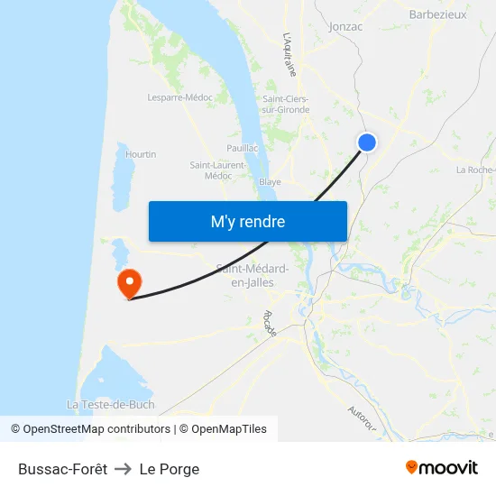 Bussac-Forêt to Le Porge map