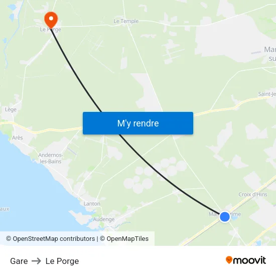 Gare to Le Porge map