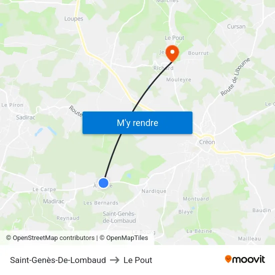 Saint-Genès-De-Lombaud to Le Pout map