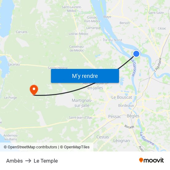 Ambès to Le Temple map