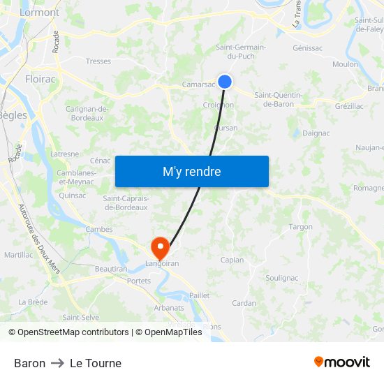 Baron to Le Tourne map