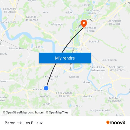 Baron to Les Billaux map