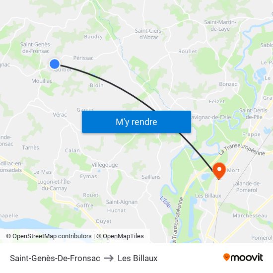 Saint-Genès-De-Fronsac to Les Billaux map
