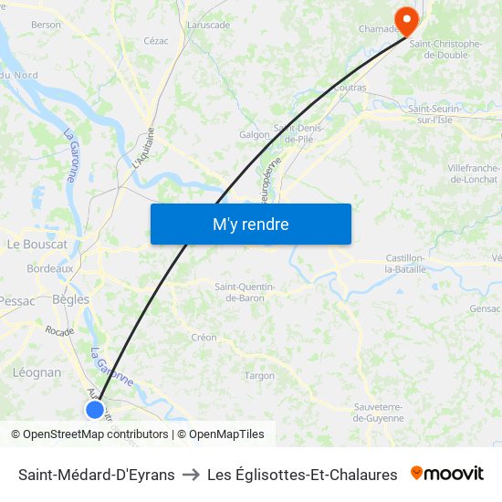 Saint-Médard-D'Eyrans to Les Églisottes-Et-Chalaures map