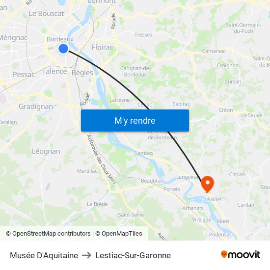 Musée D'Aquitaine to Lestiac-Sur-Garonne map