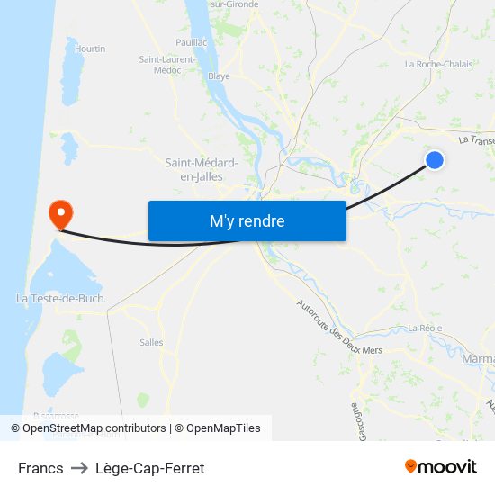 Francs to Lège-Cap-Ferret map