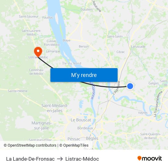 La Lande-De-Fronsac to Listrac-Médoc map