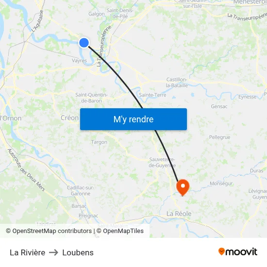 La Rivière to Loubens map