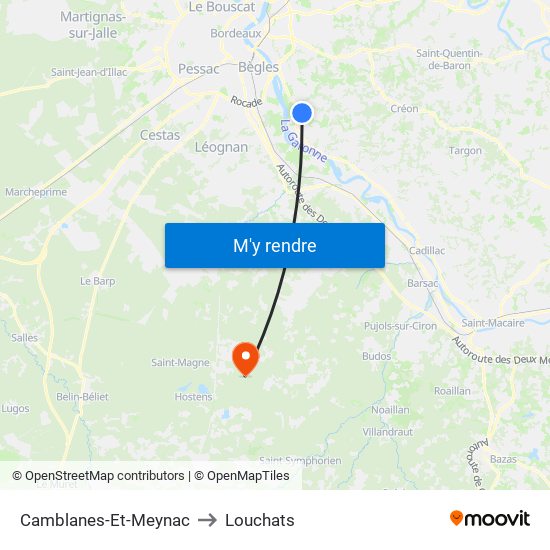 Camblanes-Et-Meynac to Louchats map