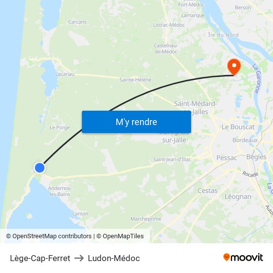 Lège-Cap-Ferret to Ludon-Médoc map