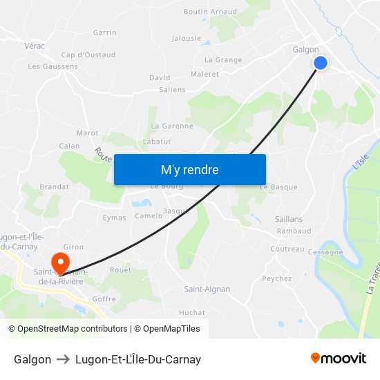 Galgon to Lugon-Et-L'Île-Du-Carnay map