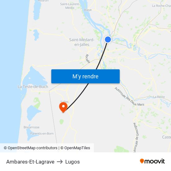 Ambares-Et-Lagrave to Lugos map