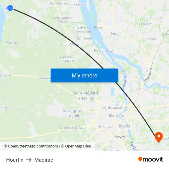 Hourtin to Madirac map