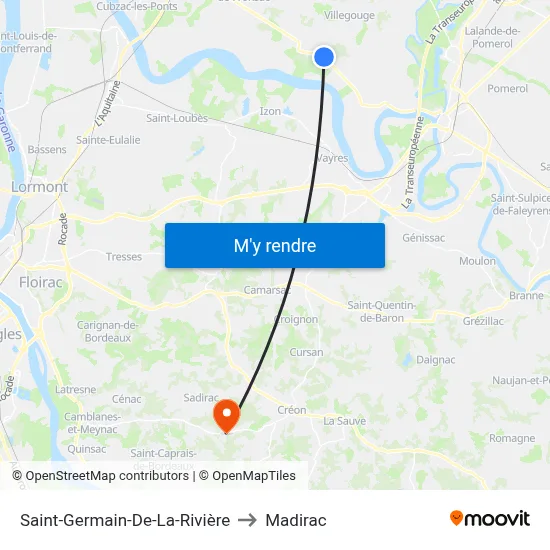 Saint-Germain-De-La-Rivière to Madirac map