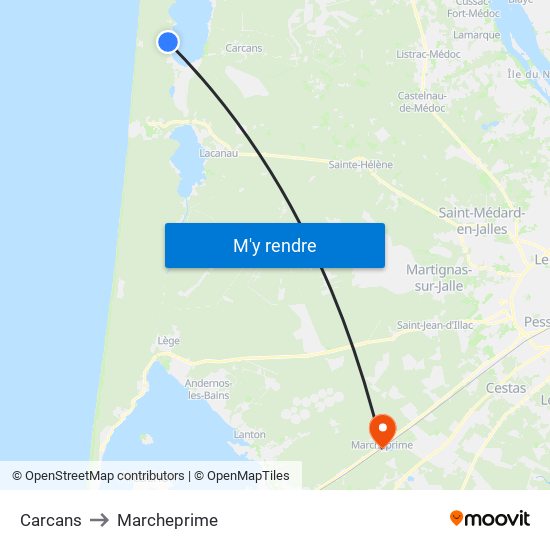 Carcans to Marcheprime map